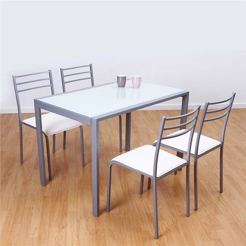 Conjunto mesa de cocina + 4 sillas ADELIA blanco F3233076 - Comprar barato