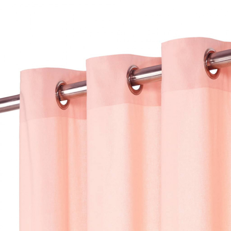 Cortinas con anillas demetal 2 uds algodón rosa 140x175cm Vida XL 134338