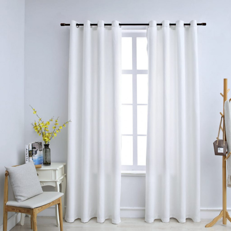 Cortinas Opacas Anillas Demetal 2 Pzs Blanco Crudo 140x175cm Vida XL 134482