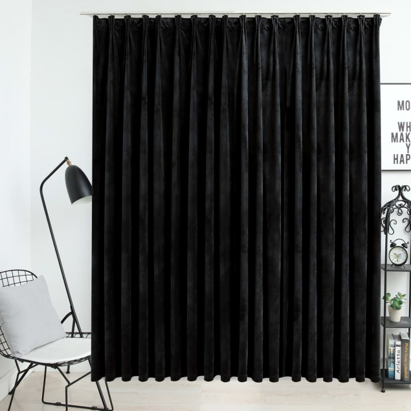 Cortina Opaca Con Ganchos Terciopelo Negro 290x245cm Vida XL 134495 ...