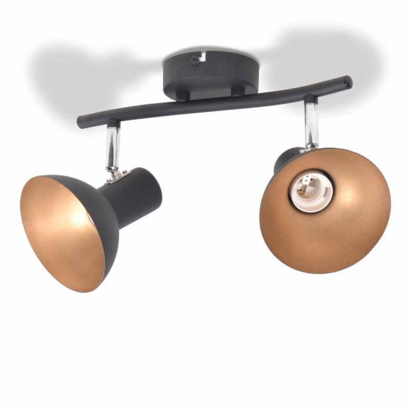 Lámpara de techo para 2 bombillas E27 negra y dorada Vida XL 244409