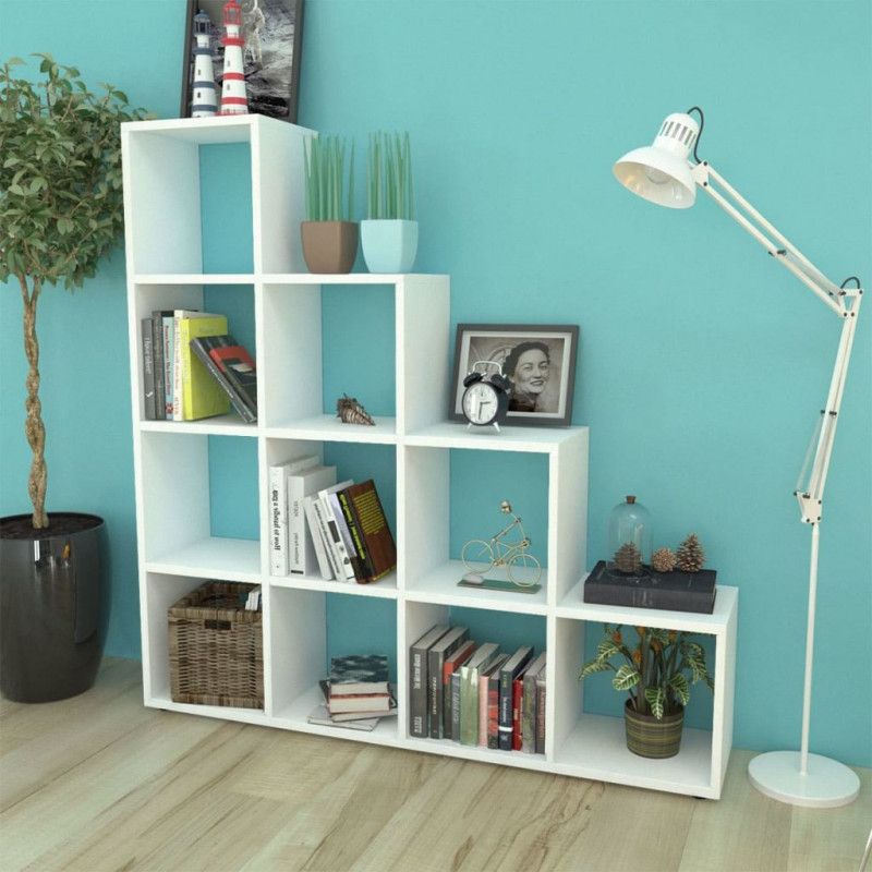 Estantería librería en forma de escalera 142cm blanca Vida XL 242550