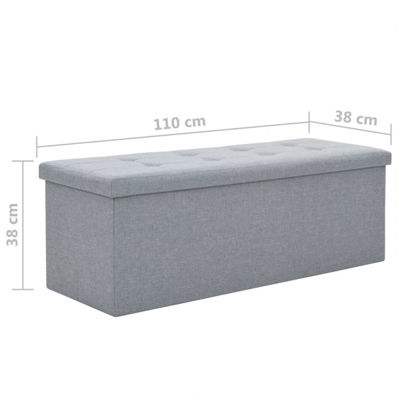 Banco almacenaje plegable lino sintético 110x38x38 gris claro Vida XL